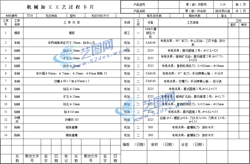 拨动顶尖座夹具设计工艺卡